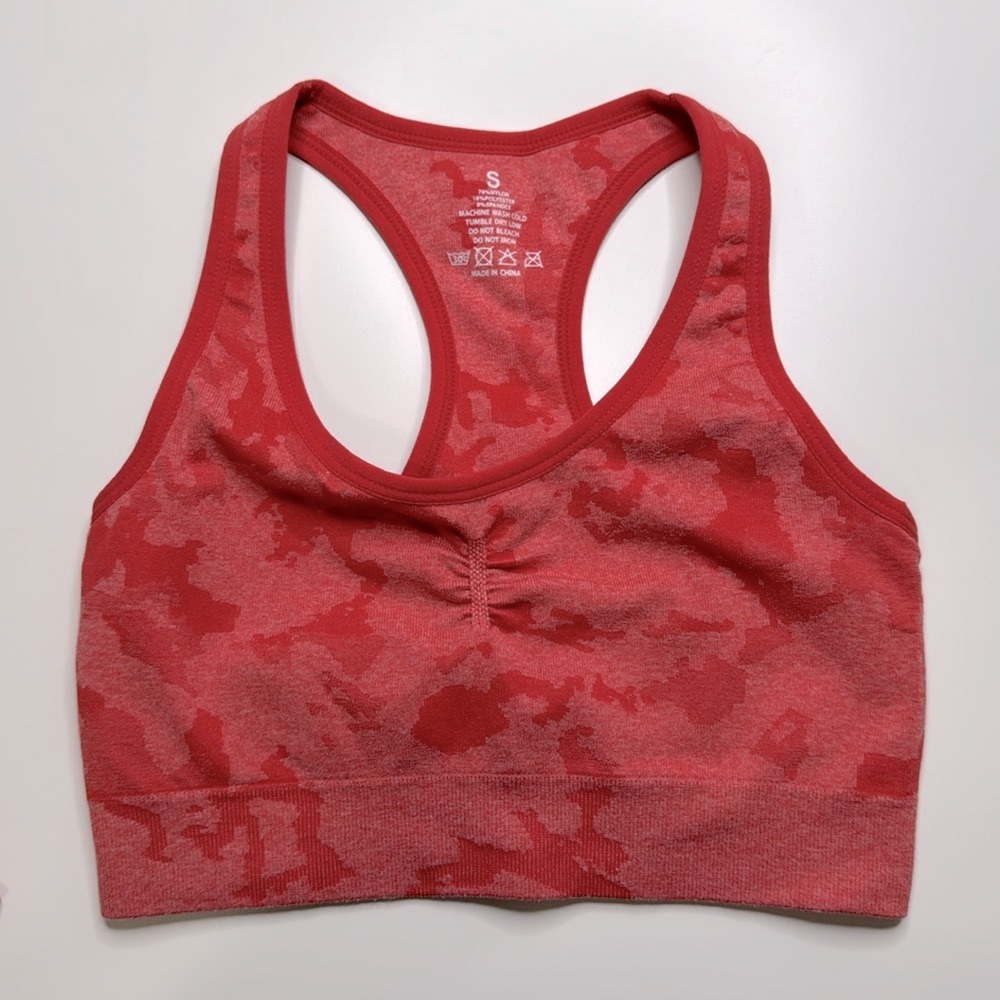 Muted Red Camouflage Sports Bra